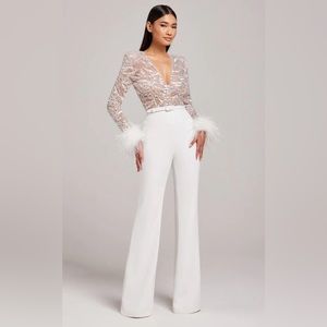 NADINE MERABI White Lace Jumpsuit